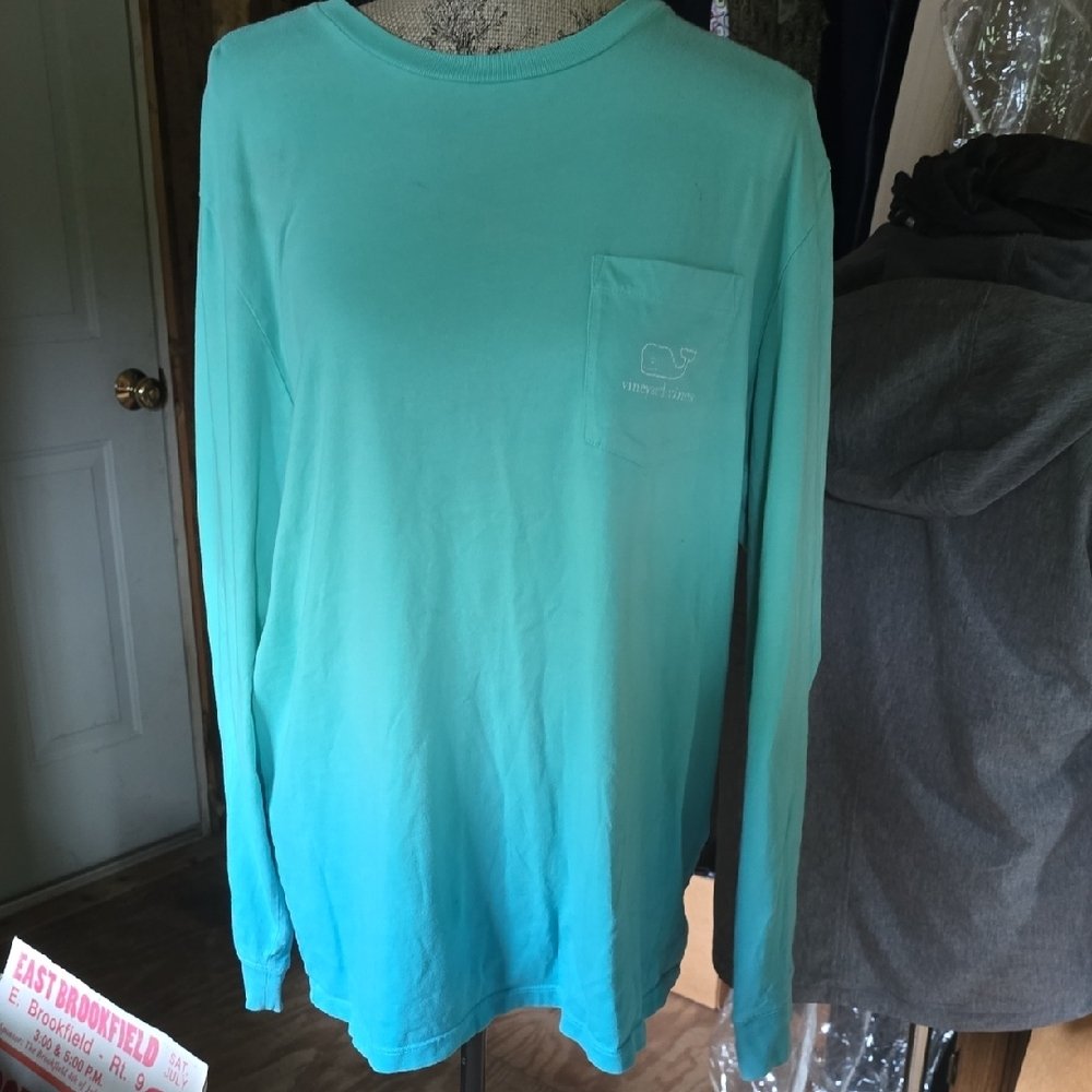 Vineyard Vines Aqua Gradient Long Sleeve Tee
